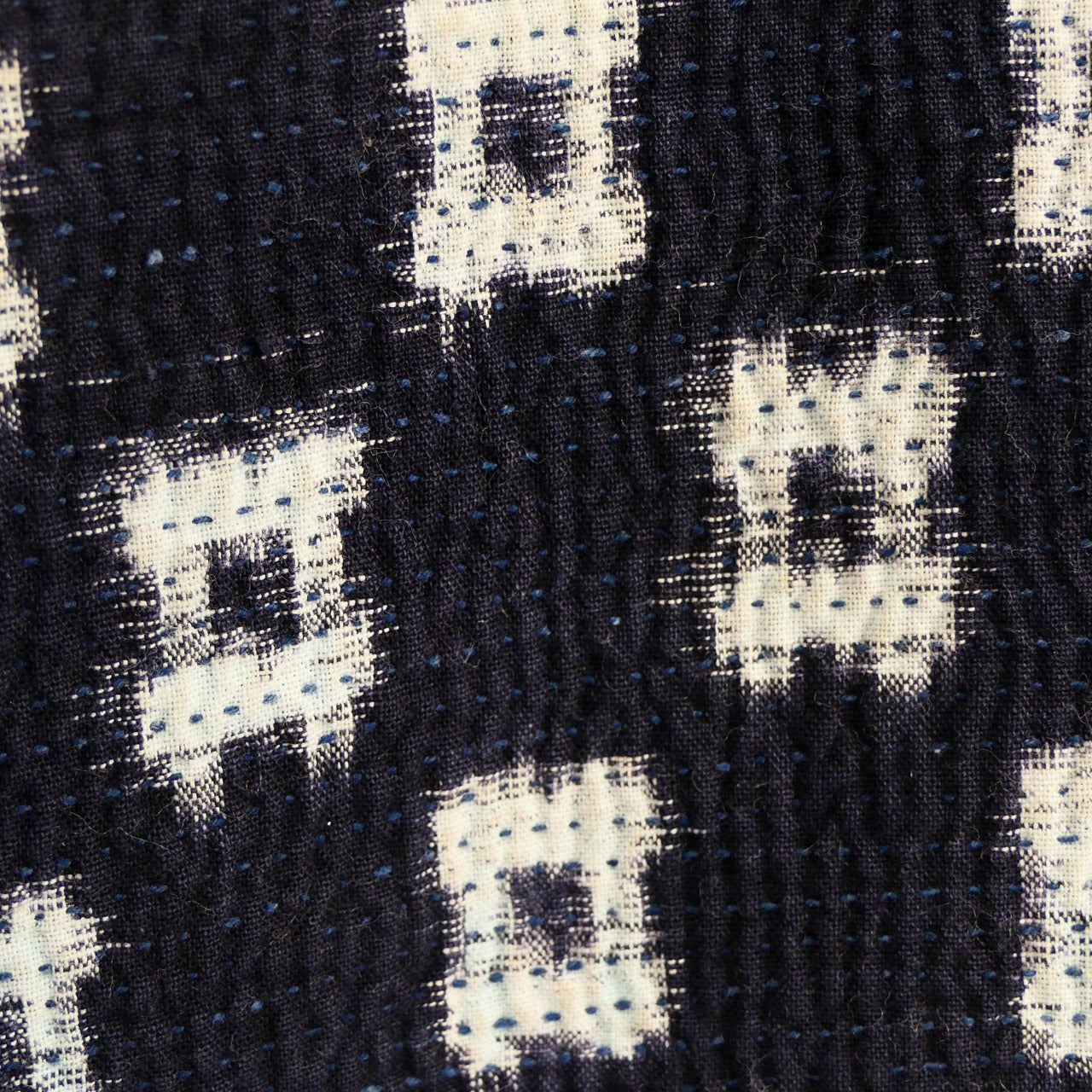 Tsugaru Tohoku Sashiko Kasuri Indigo Dyed Cotton Hanten Jacket