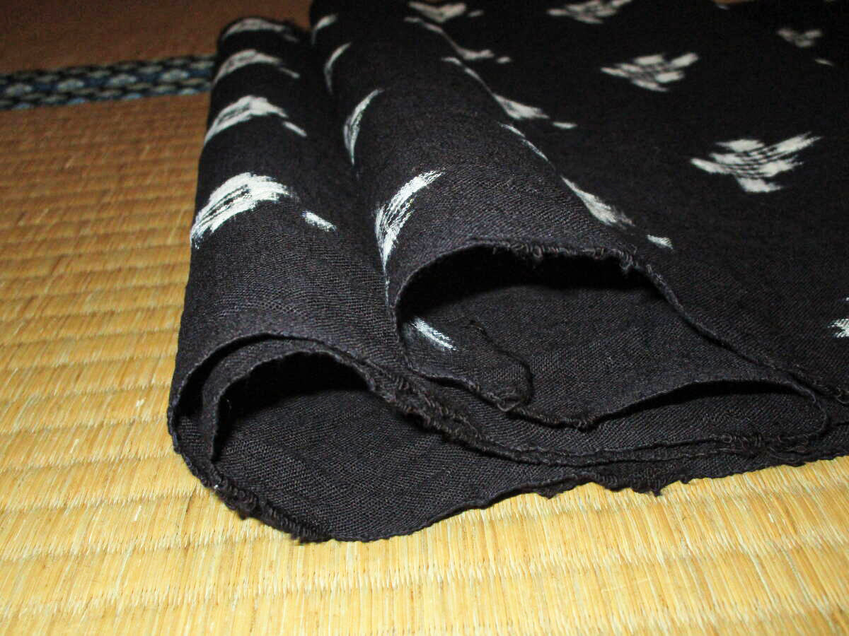 Kasuri Handwoven Fabric - Small White Squares