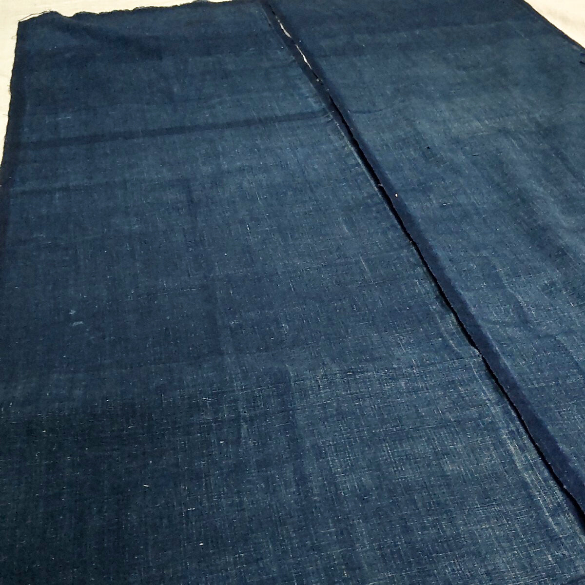 Meiji Period Plain Indigo Dyed Hand Woven Cotton Cloth