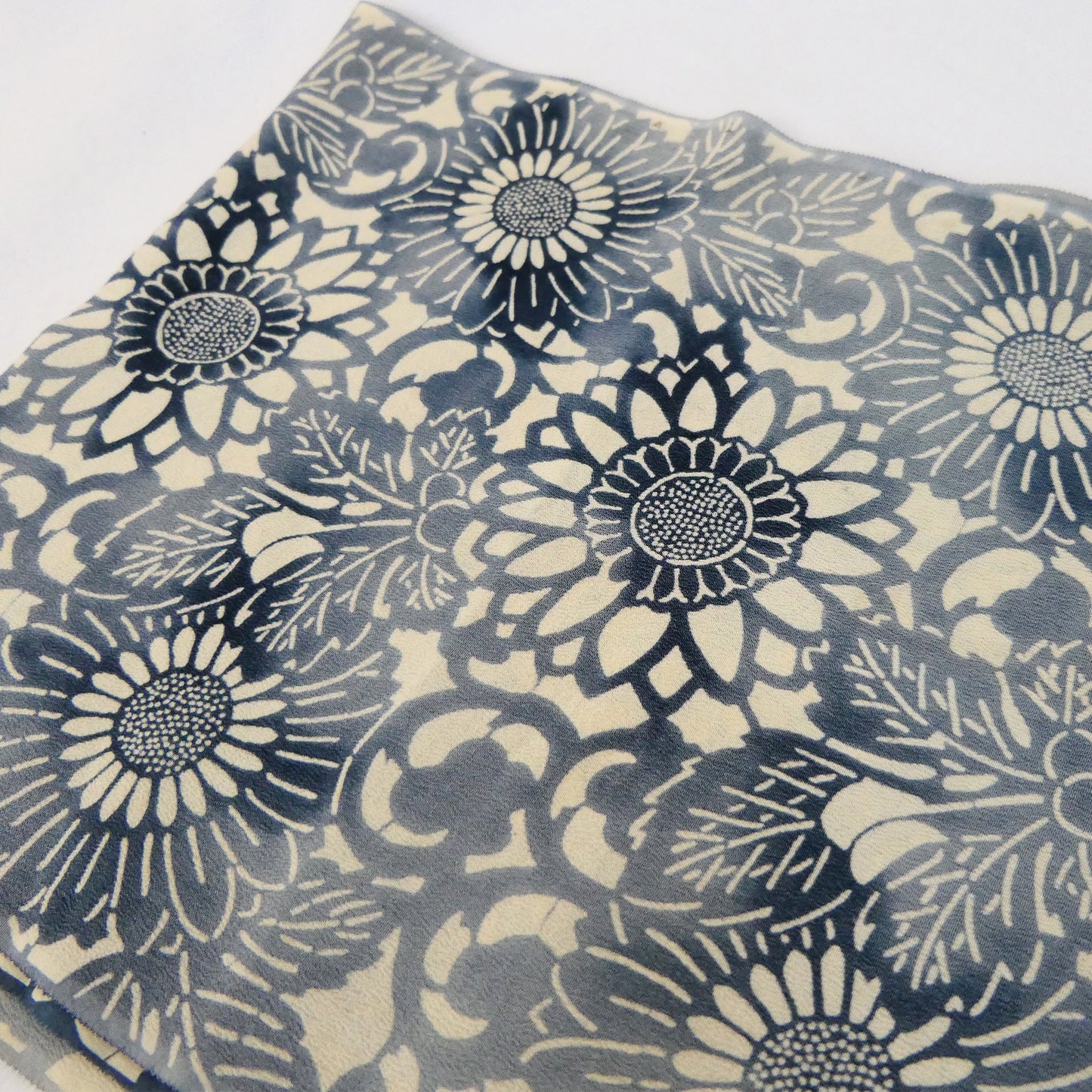 Meiji Indigo Silk Fabric Floral Design 3