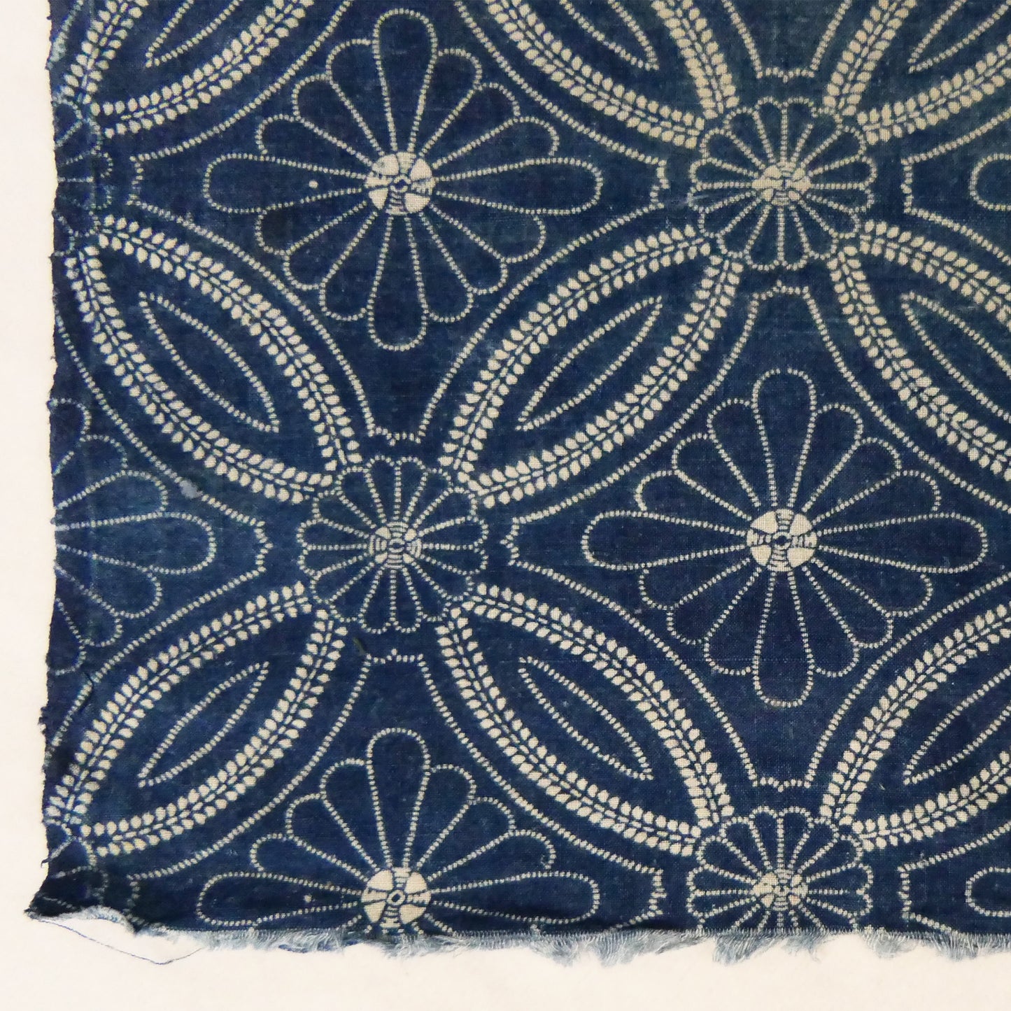 Meiji Indigo Dyed & Rice Resist Floral Fabric Design 5