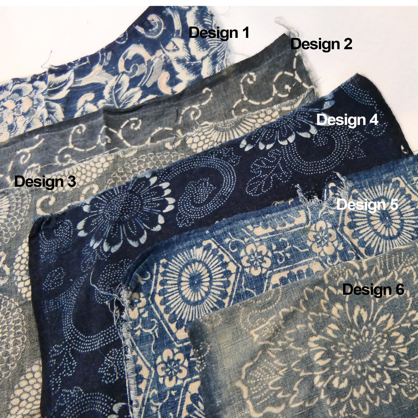 Meiji Indigo Dyed & Rice Resist Patchwork Fabric Squares