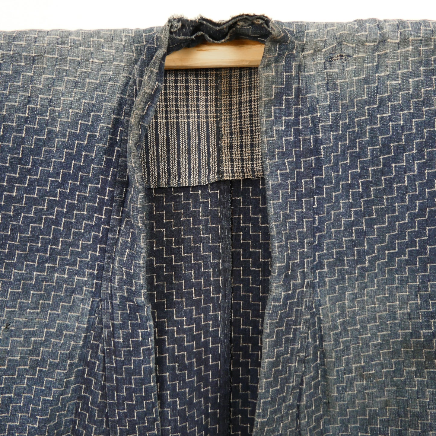 Meiji Dan Tsunagi Pattern Indigo Dyed Cotton Noragi Kimono