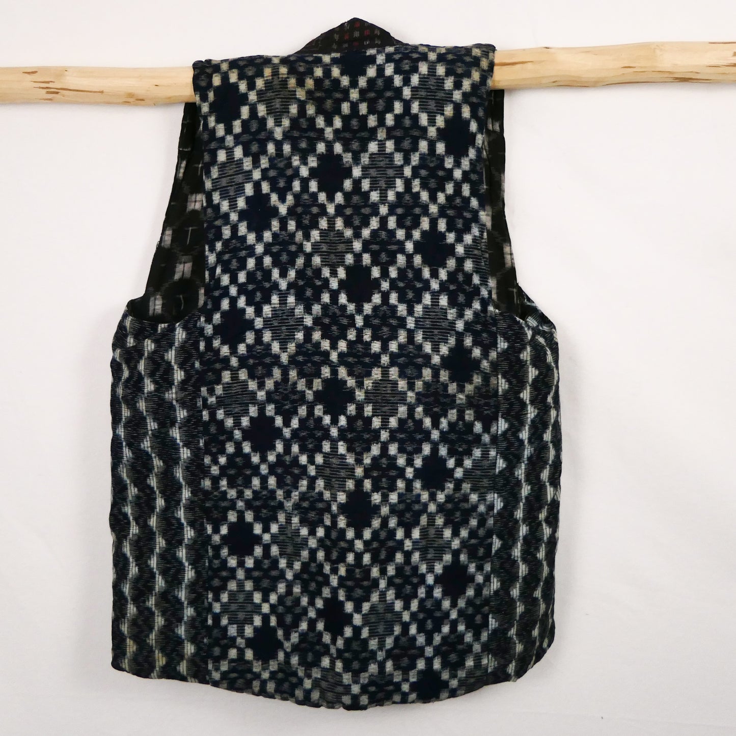 Vintage Showa Indigo Dyed Kasuri Boro Cotton Padded Waistcoat Vest