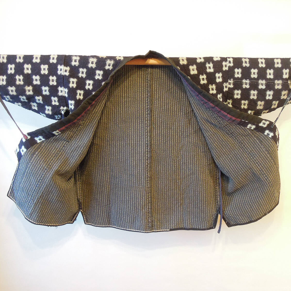 Tsugaru Tohoku Sashiko Kasuri Indigo Dyed Cotton Hanten Jacket