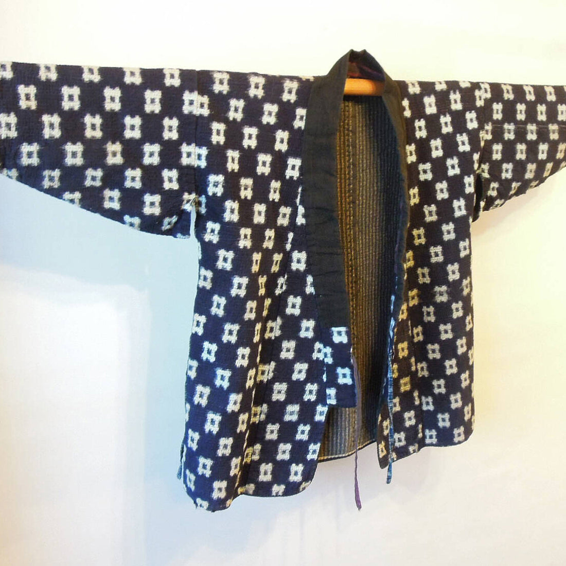 Tsugaru Tohoku Sashiko Kasuri Indigo Dyed Cotton Hanten Jacket