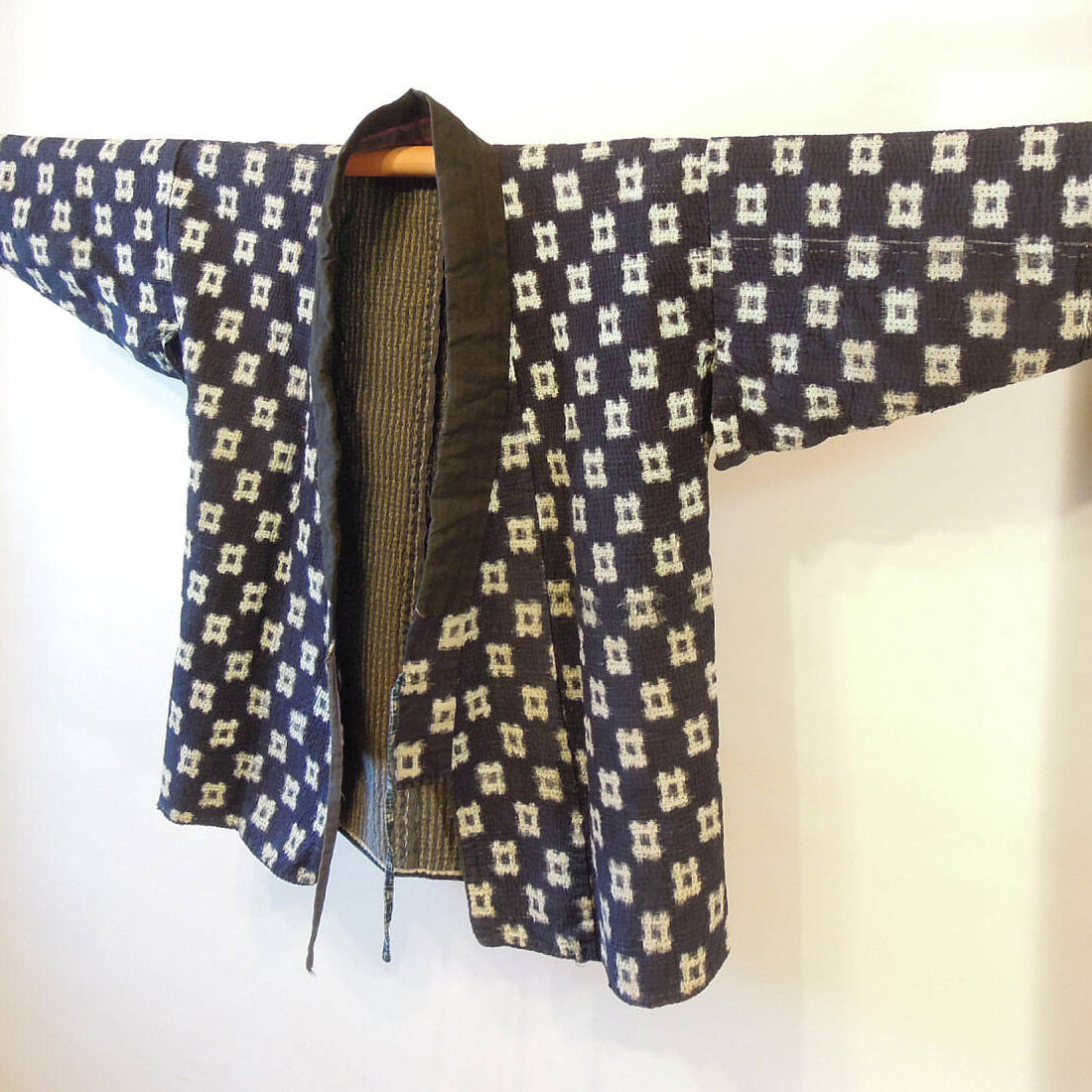 Tsugaru Tohoku Sashiko Kasuri Indigo Dyed Cotton Hanten Jacket