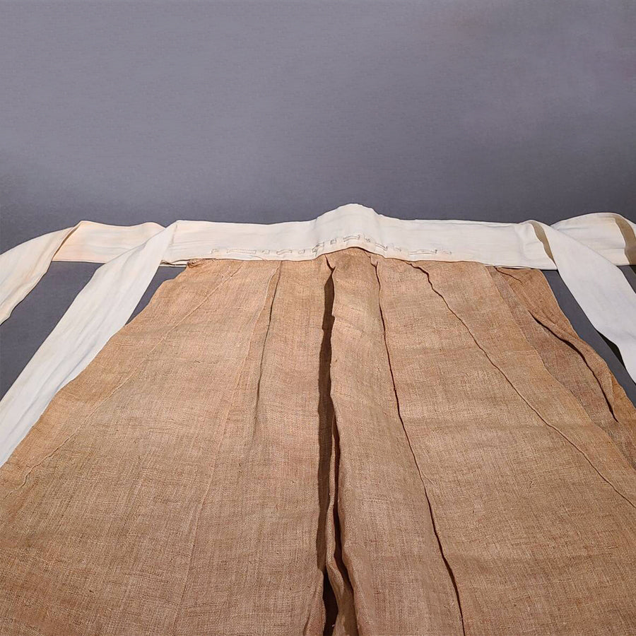 Rare Edo Period Traditional Folk Persimmon Dye Hemp Lantern Andon Hakame Pants
