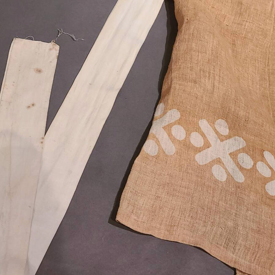Rare Edo Period Traditional Folk Persimmon Dye Hemp Lantern Andon Hakame Pants