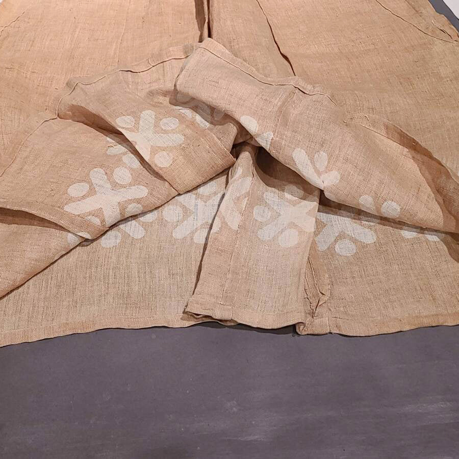 Rare Edo Period Traditional Folk Persimmon Dye Hemp Lantern Andon Hakame Pants