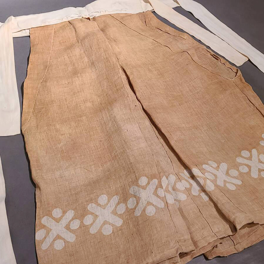 Rare Edo Period Traditional Folk Persimmon Dye Hemp Lantern Andon Hakame Pants