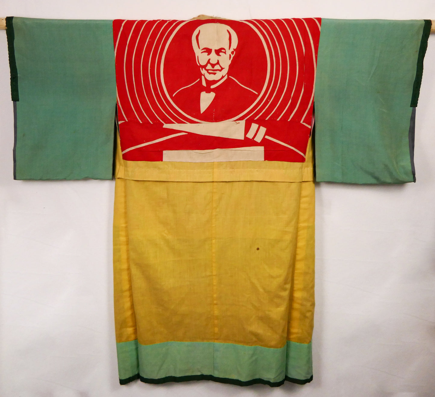 Antique Unusual Edison Flag Boro Silk Kimono