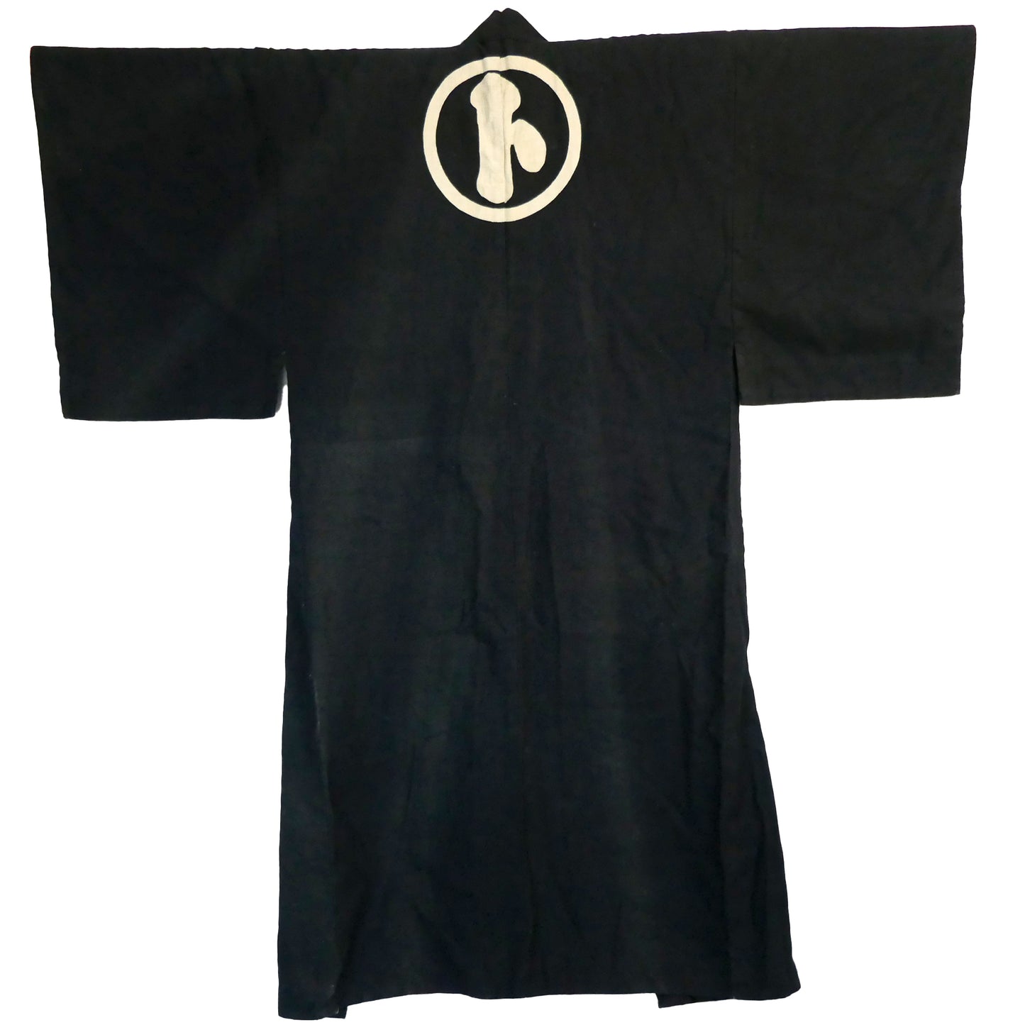 Vintage Mens Dark Indigo Dyed Kamon Kimono