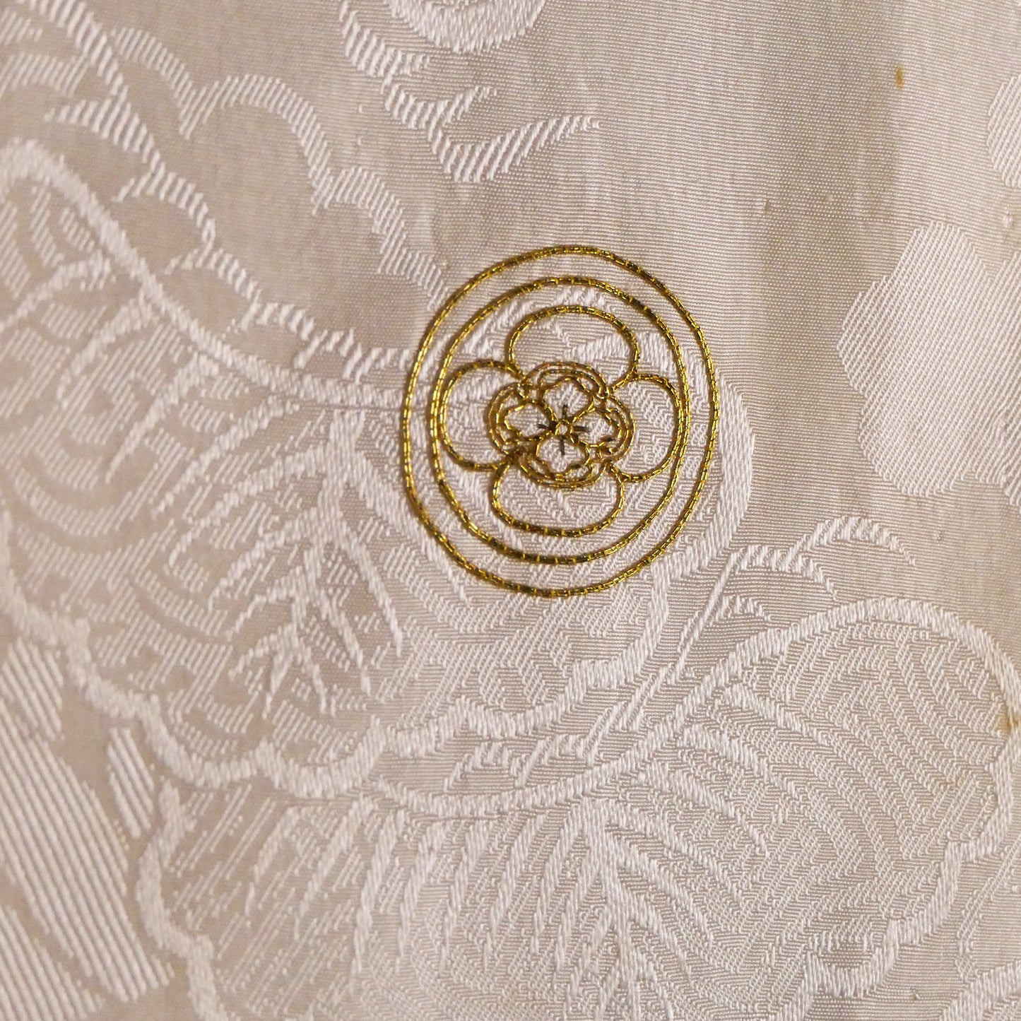 Meiji Weeping Wisteria Silk Kimono with Goldwork Knot Embroidery