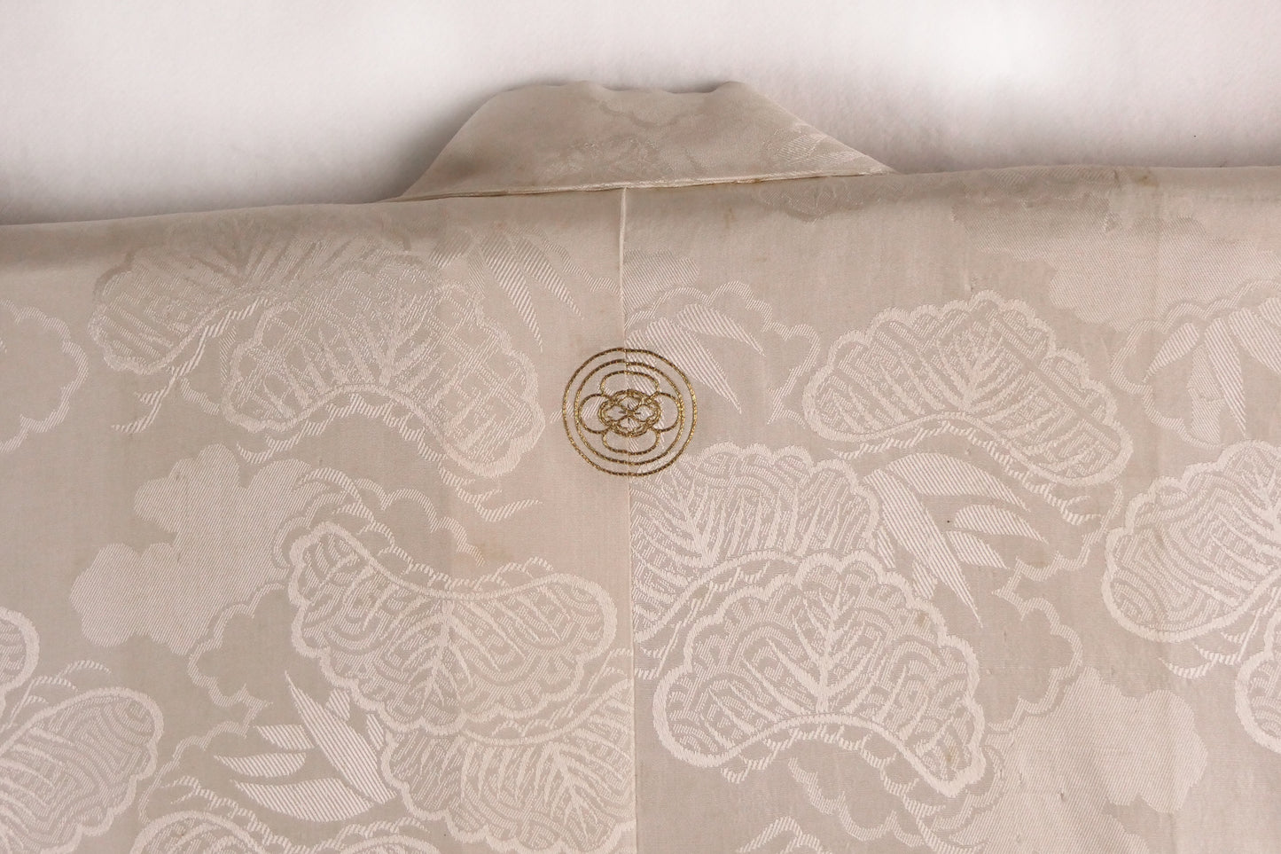 Meiji Weeping Wisteria Silk Kimono with Goldwork Knot Embroidery