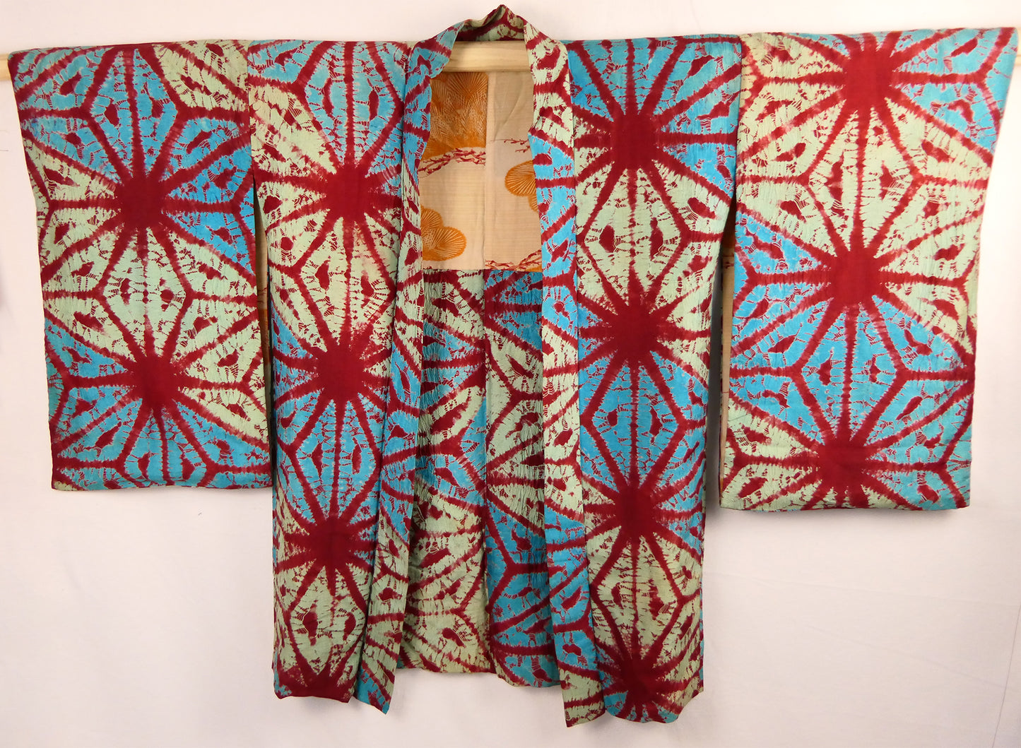 Antique Shibori Star Pattern Haori Short Kimono Jacket Pure Silk