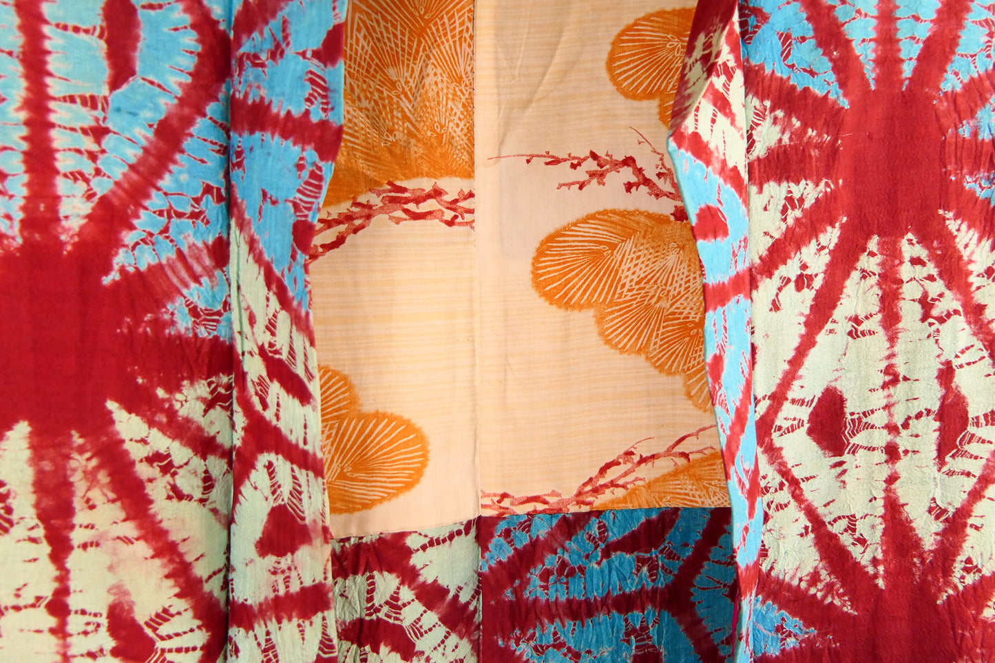Antique Shibori Star Pattern Haori Short Kimono Jacket Pure Silk