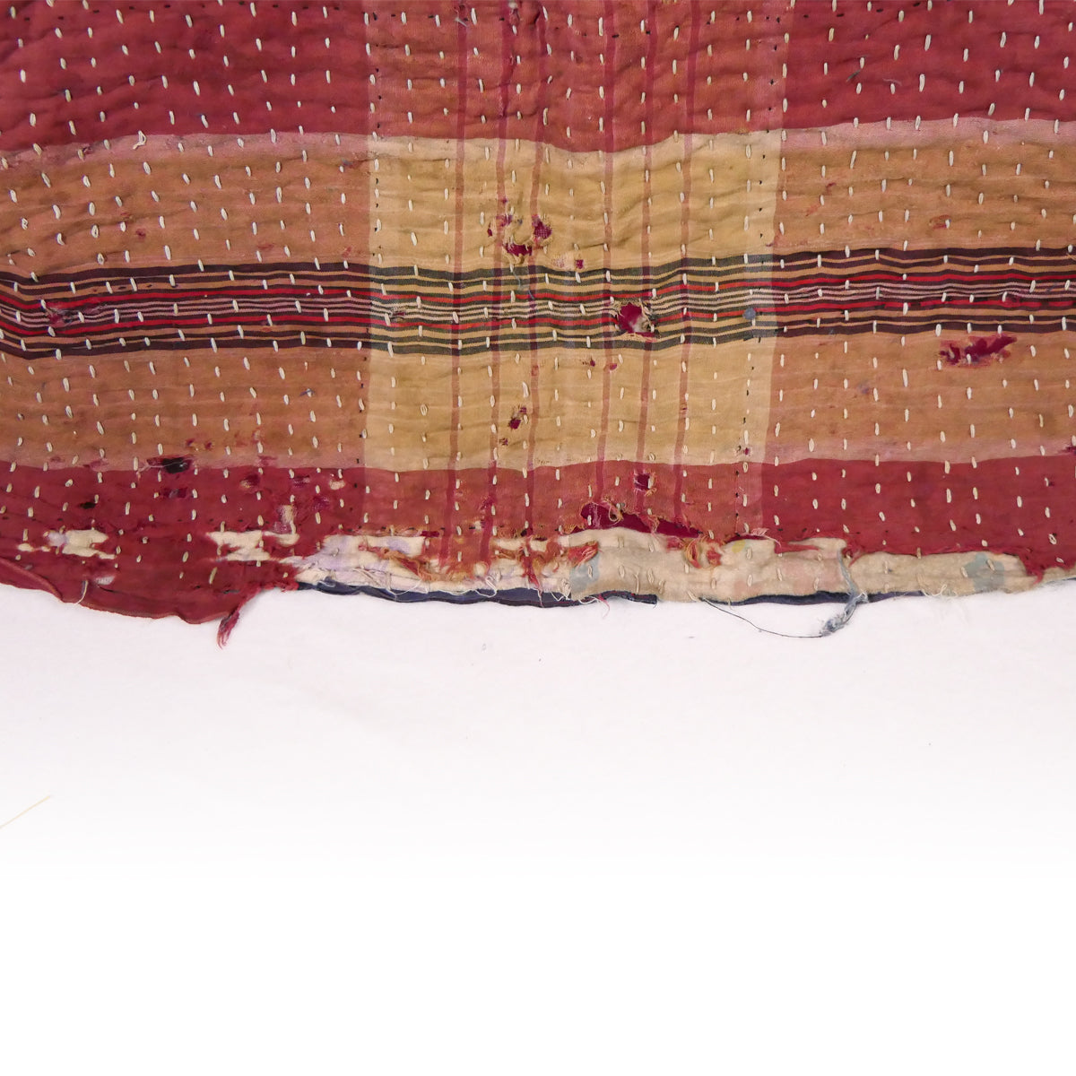 Meiji Period Okuaizu Boro Sashiko Rug with Rows