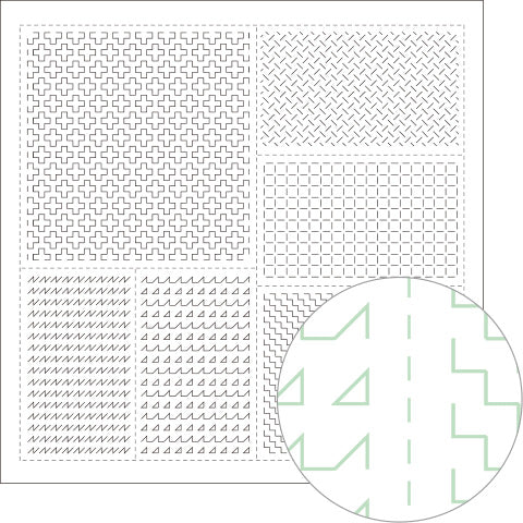 Daruma Sashiko Samplers - Hitome-zashi - one stitch pattern