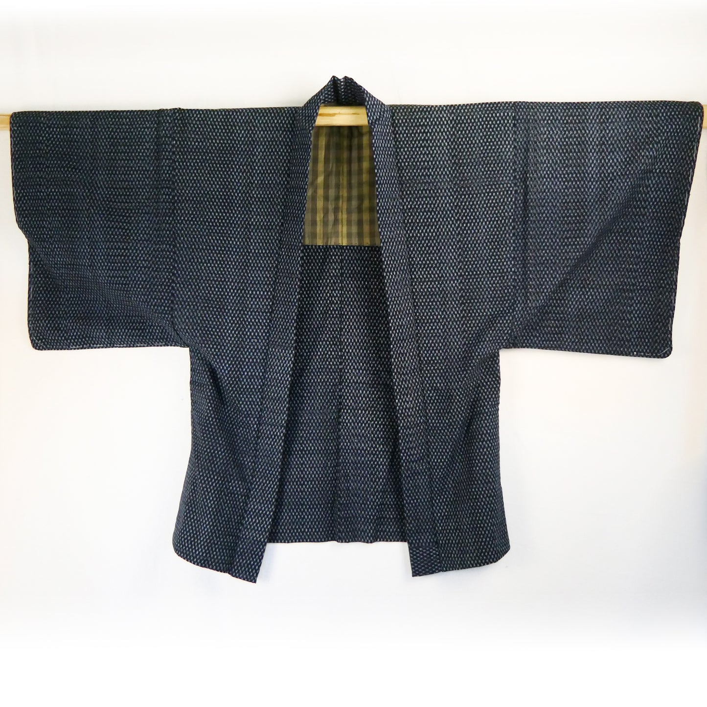 Antique Mens Hand Woven Indigo Dyed Kasuri Cotton Kimono