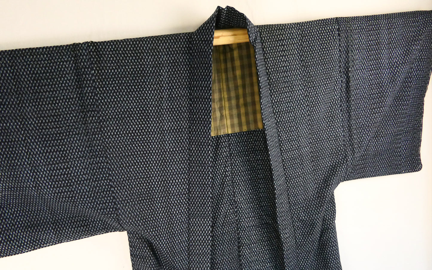 Antique Mens Hand Woven Indigo Dyed Kasuri Cotton Kimono