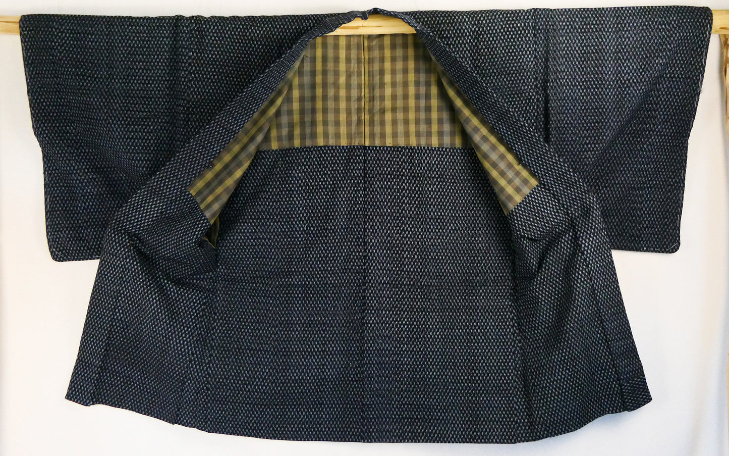 Antique Mens Hand Woven Indigo Dyed Kasuri Cotton Kimono