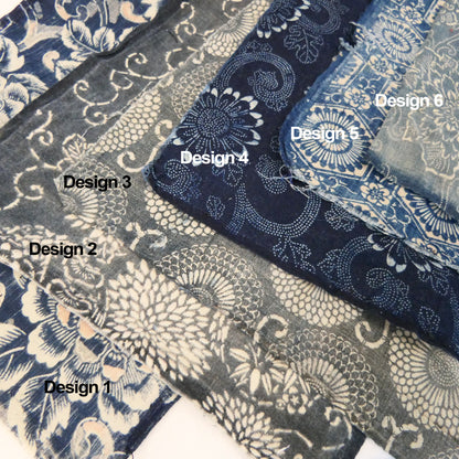 Meiji Indigo Dyed & Rice Resist Patchwork Fabric Squares