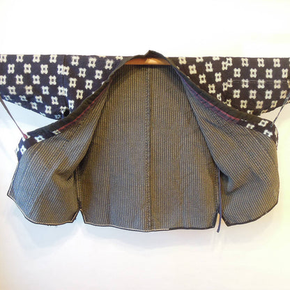 Tsugaru Tohoku Sashiko Kasuri Indigo Dyed Cotton Hanten Jacket