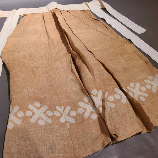 Rare Edo Period Traditional Folk Persimmon Dye Hemp Lantern Andon Hakame Pants