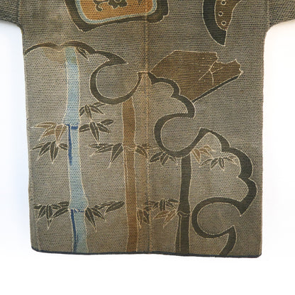 Rare Edo Period Bamboo Firefighters Hikeshi-Banten Hanten Jacket Tsutsugaki Reversible