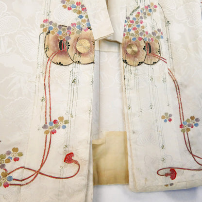 Meiji Weeping Wisteria Silk Kimono with Goldwork Knot Embroidery