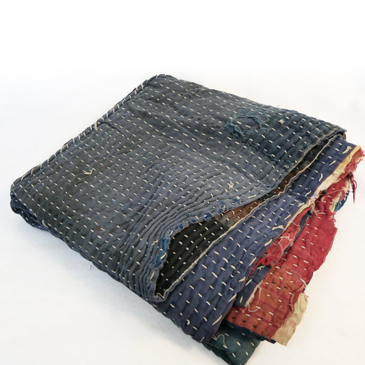 Meiji Period Okuaizu Boro Sashiko Rug with Rows