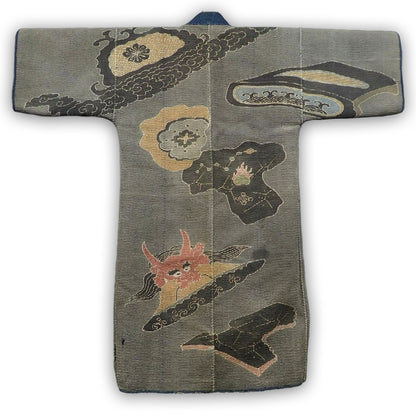 Rare Edo Period Dragon Firefighters Hikeshi-Banten Hanten Jacket Tsutsugaki Reversible