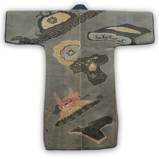 Rare Edo Period Dragon Firefighters Hikeshi-Banten Hanten Jacket Tsutsugaki Reversible